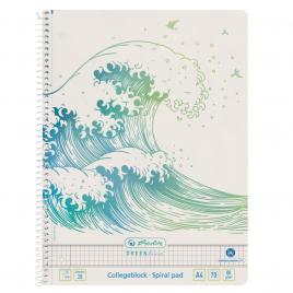 Caiet a4 70f spirala patratele motiv wave greenline