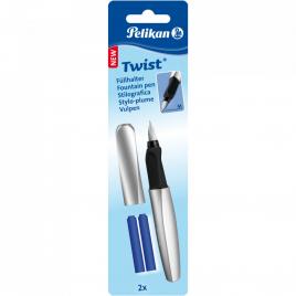 Stilou pelikan twist, include doua rezerve, cu grip, ergonomic, blister,