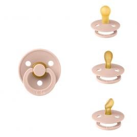 Set 3 suzete colour latex, tetina rotunda, simetrica & anatomica 0 luni + bibs