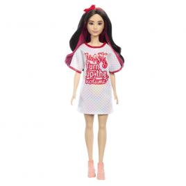 Papusa barbie fashionistas bruneta cu rochita sport