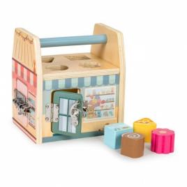 Jucarie educativa din lemn sub forma de cub cu sortator ecotoys