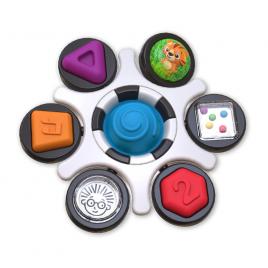 Jucarie senzoriala curiosity clutch twist & pop rattle teether baby einstein