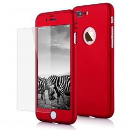 Husa Iphone 5/5s Full Cover  360+ folie sticla Rosu