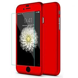 Husa 360grade fata-spate Rosu pentru iPhone 7 Plus cu folie de protectie inclusa
