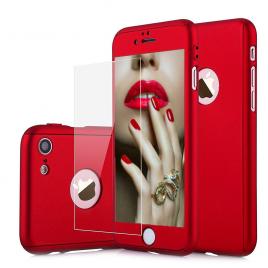 Husa carcasa Apple Iphone 7 Protectie Completa Degree Ultrasubtire include Folie Sticla Red Matte