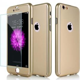 Husa pentru Apple iPhone 8 PlusGold acoperire completa  360grade cu folie de sticla