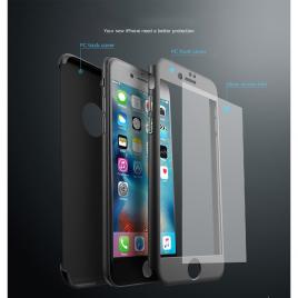 Husa Full Cover 360? (fata + spate + geam sticla) IPAKY pentru Apple iPhone 6/6S rose gold