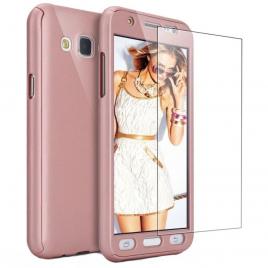 Husa FullBodyRose-Gold pentru Samsung Galaxy J3 2016 acoperire completa  360grade cu folie de protectie gratis