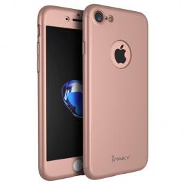 Husa IPAKY Full cover 360? (fata + spate + sticla) pentru Apple Iphone 7 rose gold