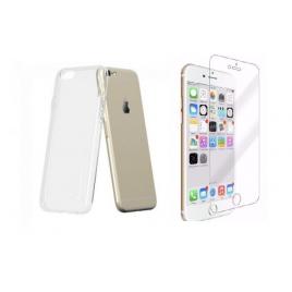 Pachet husa Apple iPhone 6 Plus/6S Plusslim TPU transparenta cu folie de sticla gratis