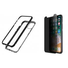 Husa Apple iPhone 11 PRO MAX Magnetica cu spate din sticla securizata si folie privacy pentru ecranPerfect Fit