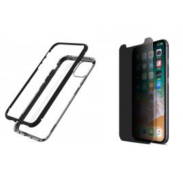 Husa Apple iPhone 11 PRO Magnetica cu spate din sticla securizata si folie privacy pentru ecranPerfect Fit