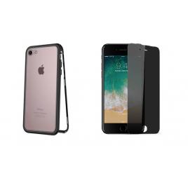 Husa Apple iPhone 8 Magnetica cu spate din sticla securizata si folie privacy pentru ecranPerfect Fit