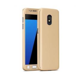 Husa Full Cover  360(fata + spate + geam sticla) pentru Samsung Galaxy J7 (2017) Gold