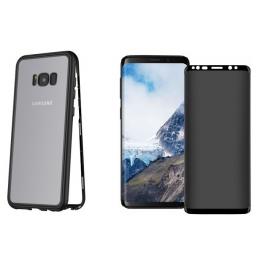Husa Samsung Galaxy S8 Magnetica cu spate din sticla securizata si folie privacy pentru ecranPerfect Fit