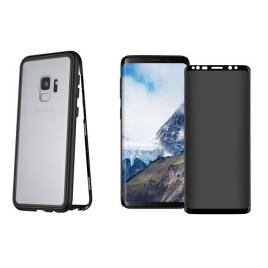 Husa Samsung Galaxy S9 Magnetica cu spate din sticla securizata si folie privacy pentru ecranPerfect Fit