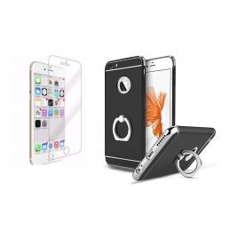 Pachet husa Apple iPhone 6/6SElegance Luxury 3in1 Ring Black folie de sticla gratis