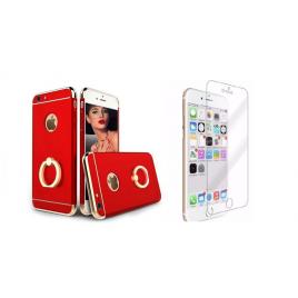 Pachet husa Apple iPhone 6 Plus/6S Plus Elegance Luxury 3in1 Ring Red folie de sticla gratis