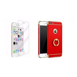 Pachet husa Apple iPhone 7Elegance Luxury 3in1 Ring Red folie de sticla gratis