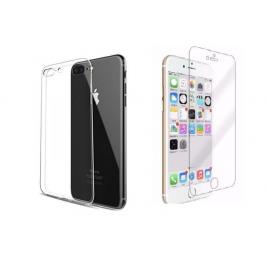 Pachet husa Apple iPhone 7 Plusslim TPU transparenta cu folie de sticla gratis