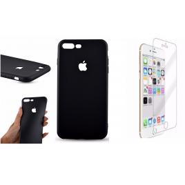 Pachet husa pentru Apple iPhone 6 Plus / 6S PlusPerfect Fit decupaj logoBlackcu folie de sticla gratis