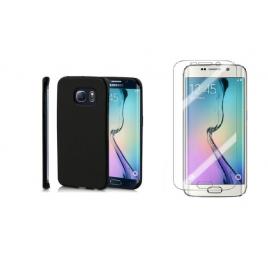 Pachet husa pentru Samsung Galaxy S6 EdgePerfect FitBlack cu folie de protectie gratis