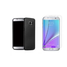 Pachet husa pentru Samsung Galaxy S7 EdgePerfect FitBlack cu folie de protectie gratis
