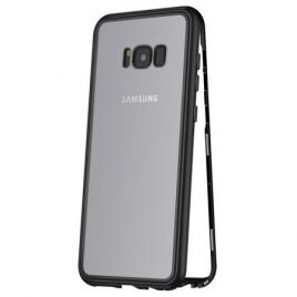 Husa cu Bumper din Aluminiu cu prindere Magnetica si spate din Sticla Temperata Securizata pentru Samsung Galaxy S8 PLUS Black