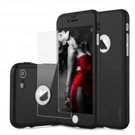 Husa telefon Iphone 6/6S Plus ofera protectie  360 Ultrasubtire + Folie Sticla Securizata - Black