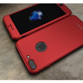 Husa IPAKY - Full Protection  360Decupata - Iphone 7 Plus (Red) cu Folie Protectie Ecran