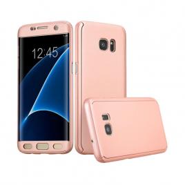 Husa Samsung Galaxy S7 Full Cover  360Roz Auriu + Folie de protectie