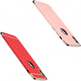 Pachet 2 Huse IPAKY Hybrid cu Insertie Aurie - Iphone X (Red/Rose Gold)