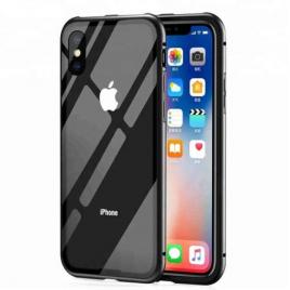 Husa Apple iPhone XS MAX Magnetica  360grade BlackPerfect Fit cu spate de sticla securizata premium + folie de sticla pentru ecran gratis