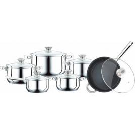 Set 4 oale inox 1 cratita si tigaie cu capac din sticla termoizolanta Peterhof PH-15799