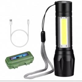 Lanterna techshark, 3 moduri, cablu incarcare, acumulator, functie felinar