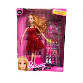 Papusa cu accesorii, Beauty Fashion Doll, Rosu