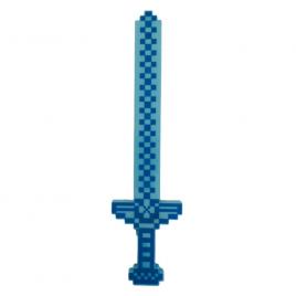 Jucarie sabie tip Minecraft Diamond, albastru, cu sunete si lumini, 58 cm