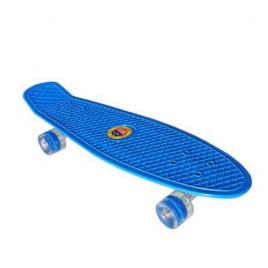 Penny board portabil cu roti luminoase, Albastru, 67 cm, ins a20