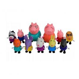 Set 11 figurine Peppa Pig, dimensiuni intre 5 si 9 cm, din plastic si cauciuc, multicolor
