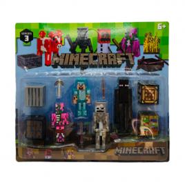 Set 4 figurine Minecraft si accesorii, M3, Negru ,+3, SLP