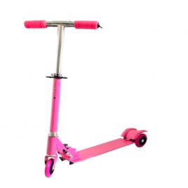 Trotineta cu 3 roti, scooter roz , reglabila, pliabila, metal si plastic, frana pe roata din spate, manere  burete