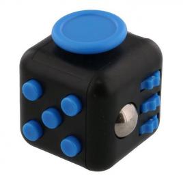 Cub antistres, Fidget cube, negru-albastru, 3x3x3 cm