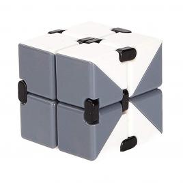Cub rubik senzorial antistres, Infinity Magic Cube, alb-gri, 4x4x4 cm