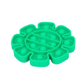 Jucarie antistres, Push Bubble Fidget, POP it, Floare, 12.5 cm, Verde, OLIMP