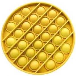 Jucarie antistres din silicon, Push Pop Bubble, Pop It, forma cerc, Galben, 12x12x1.5cm, olimp