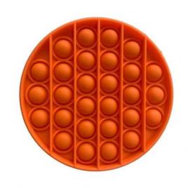 Jucarie antistres din silicon, Push Pop Bubble, Pop It, forma cerc, Portocaliu, 12x12x1.5cm, olimp