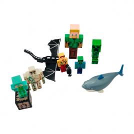 Set 11 figurine si piese Minecraft cu rechin si dragon, +3 ani, isp21