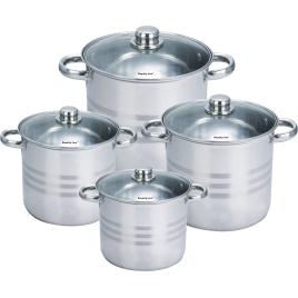 Set oale inox Royalty Line RL-SP8, 8 piese, Otel inoxidabil, Fund multistraturi, Inductie, Inox