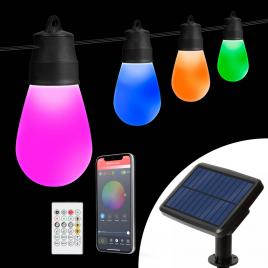 Șir lumini solare inteligente - led rgbic 15 buc - 6,5 m - bluetooth