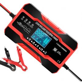 Redresor smart, 12 24v, 5a,10a, display digital, rosu negru
